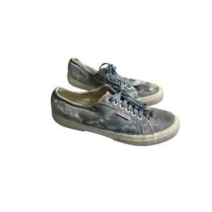 SUPERGA lowcut baby blue velvet shoe size 8.5